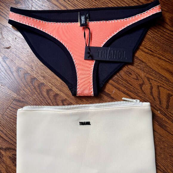 New with Tag Triangl Women's Orange Neoprene Bikini Bottom Size Small + Pouch - Picture 1 of 7